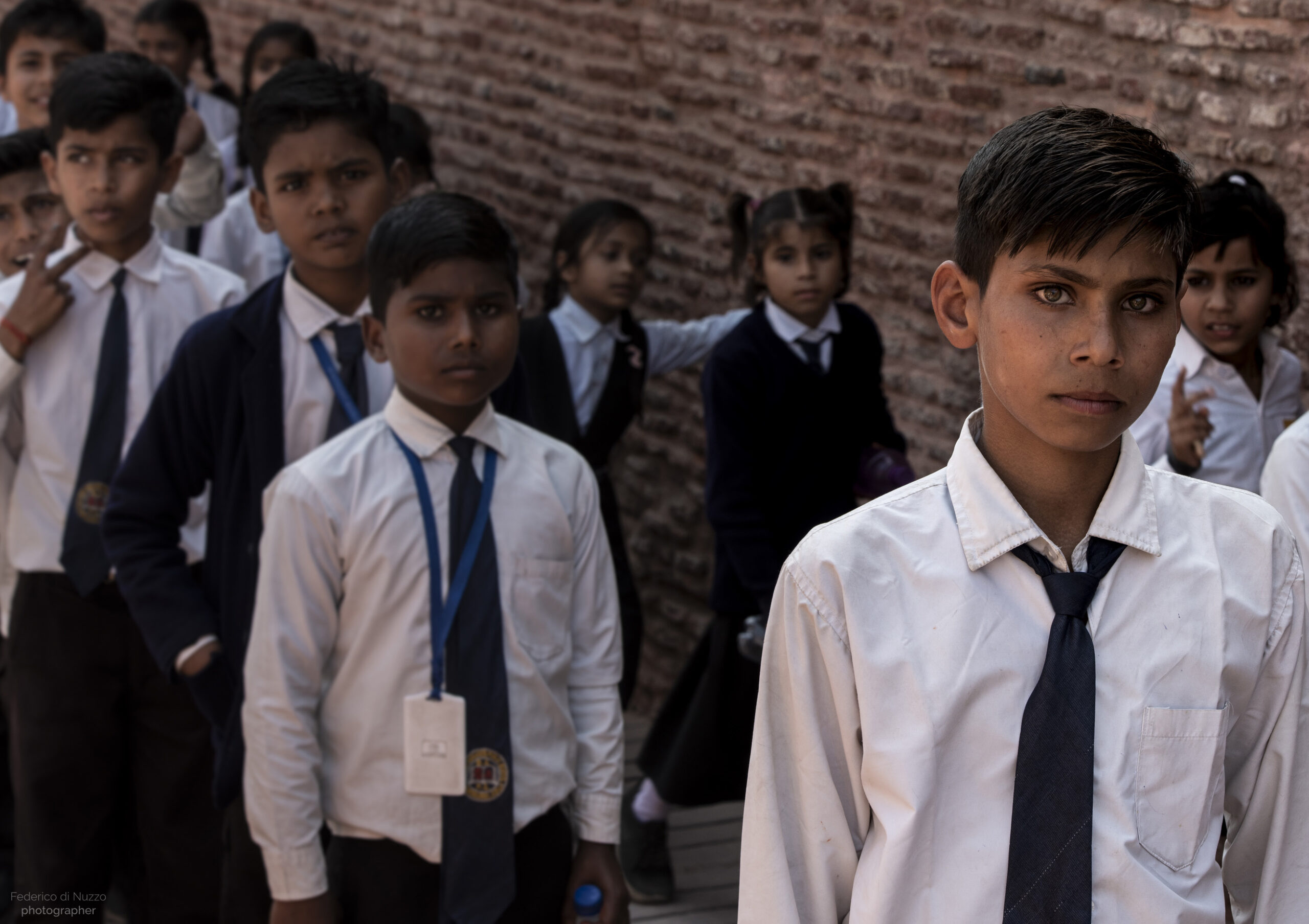 scolari indiani in gita al forte di Gwalior, India