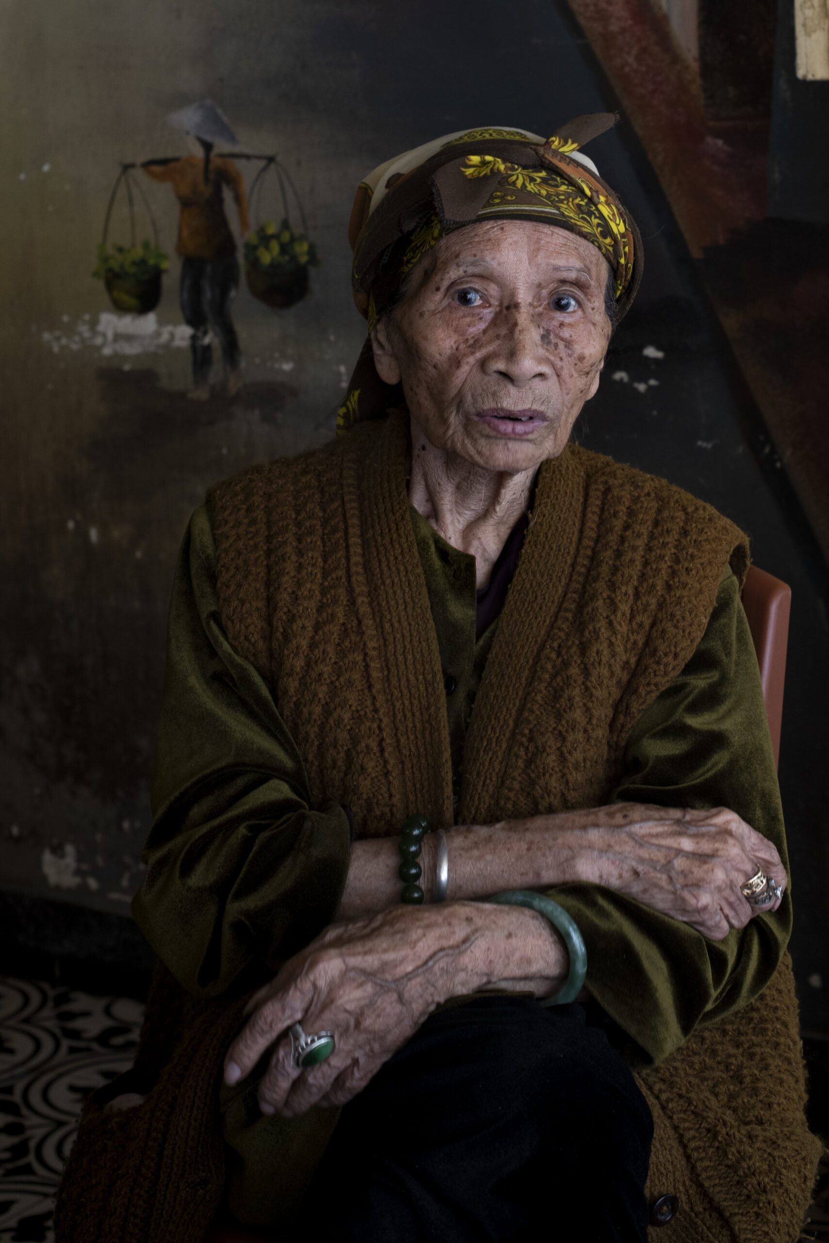 portrait of Vietnamise woman posing in a local shop in Hanoi